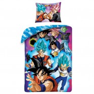 Set Letto DRAGONBALL SUPER  PROTAGONISTI Goku Vegeta Copripiumino 140x200 COTONE con SACCA