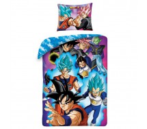 Set Letto DRAGONBALL SUPER  PROTAGONISTI Goku Vegeta Copripiumino 140x200 COTONE con SACCA