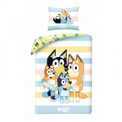 Set Letto BLUEY FAMILY FAMIGLIA Copripiumino 140x200 COTONE  Originale Halantex BY-8594BL