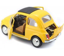 DieCast Model FIAT 500 1965 YELLOW Car Scale 1/24 13cm Driver ZHOU GUANYU Number 24 Original Die Cast Bburago 22098