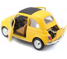 DieCast Model FIAT 500 1965 YELLOW Car Scale 1/24 13cm Driver ZHOU GUANYU Number 24 Original Die Cast Bburago 22098