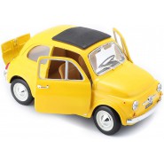 DieCast Model FIAT 500 1965 YELLOW Car Scale 1/24 13cm Driver ZHOU GUANYU Number 24 Original Die Cast Bburago 22098