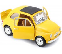 DieCast Model FIAT 500 1965 YELLOW Car Scale 1/24 13cm Driver ZHOU GUANYU Number 24 Original Die Cast Bburago 22098