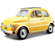 DieCast Model FIAT 500 1965 YELLOW Car Scale 1/24 13cm Driver ZHOU GUANYU Number 24 Original Die Cast Bburago 22098