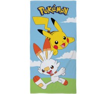 POKEMON e PIKACHU e SCORBUNNY  Telo Mare Spiaggia 70x140cm Cotone ORIGINALE Ufficiale