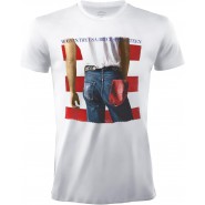 BRUCE SPRINGSTEEN T-Shirt Maglietta Bianca BORN IN THE USA Rock Music ORIGINALE Ufficiale con Licenza