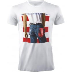 BRUCE SPRINGSTEEN T-Shirt Maglietta Bianca BORN IN THE USA Rock Music ORIGINALE Ufficiale con Licenza