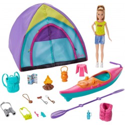 BARBIE Playset TEAM STACIE CAMPING Tent Canoa etc. ORIGINAL Mattel GJB58