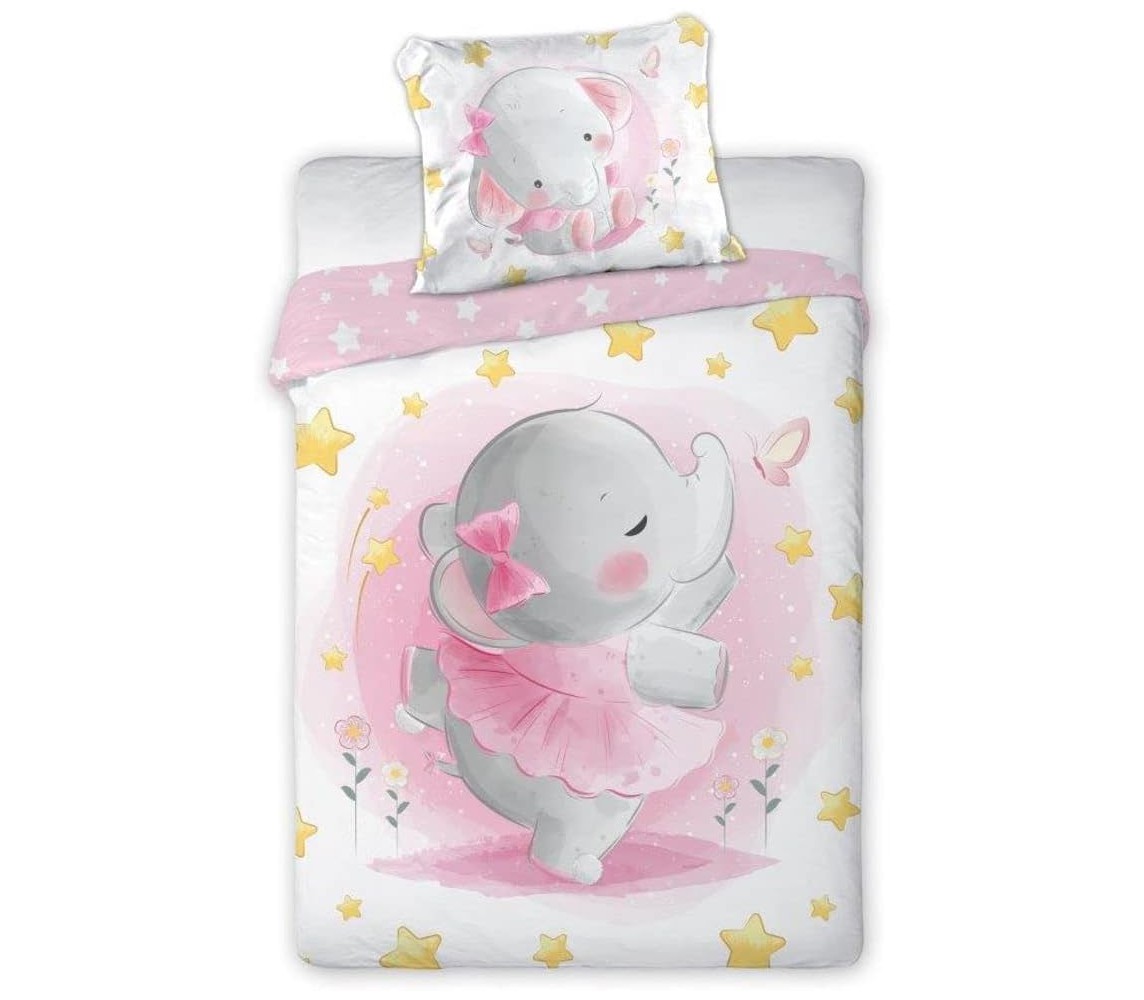 CUDDLES ELEFANTINA ROSA Set Lettino Bambino COPRIPIUMINO 100x135cm Cotone FARO