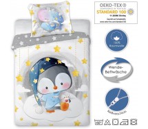 CUDDLES PINGUINO Set Letto LETTINO Bambino COPRIPIUMINO 100x135cm Cotone FARO