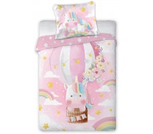 CUDDLES UNICORNO MONGOLFIERA Set Lettino COPRIPIUMINO 100x135cm Cotone FARO