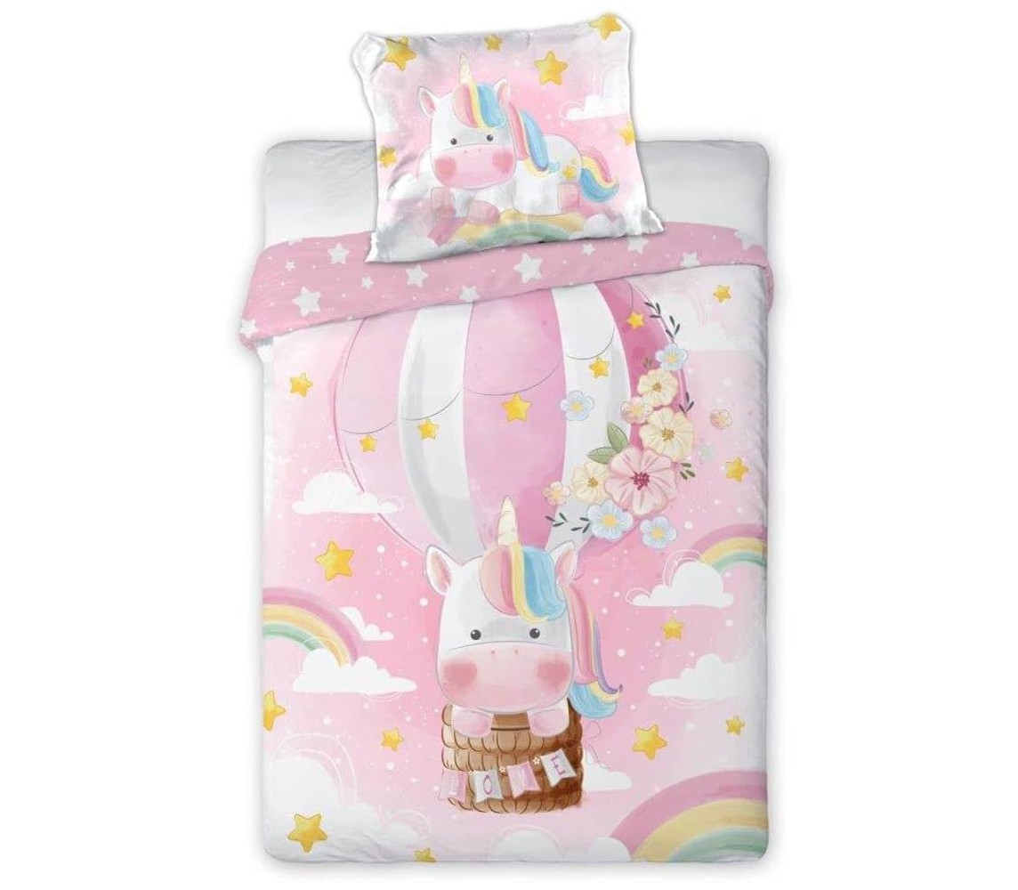CUDDLES UNICORNO MONGOLFIERA Set Lettino COPRIPIUMINO 100x135cm Cotone FARO