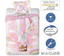 CUDDLES UNICORNO MONGOLFIERA Set Lettino COPRIPIUMINO 100x135cm Cotone FARO