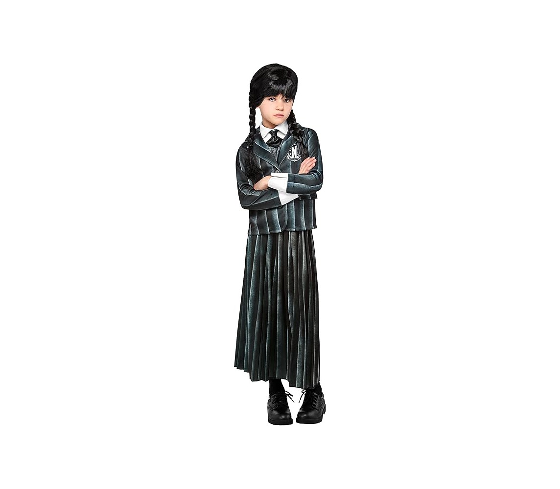 COSTUME BAMBINA Wednesday Mercoledi Addams DIVISA SCUOLA Halloween Carnevale