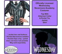 COSTUME ADULTO Halloween Wednesday Mercoledi Addams DIVISA SCUOLA Carnevale