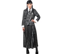 COSTUME ADULTO Halloween Wednesday Mercoledi Addams DIVISA SCUOLA Carnevale