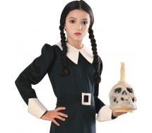 PARRUCCA NERA Bambina WEDNESDAY Mercoledi Addams Carnevale Halloween ORIGINALE