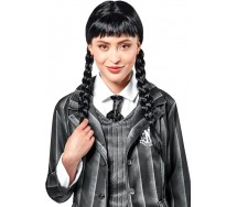 PARRUCCA NERA Donna Adulta WEDNESDAY Mercoledi' Addams Carnevale Halloween