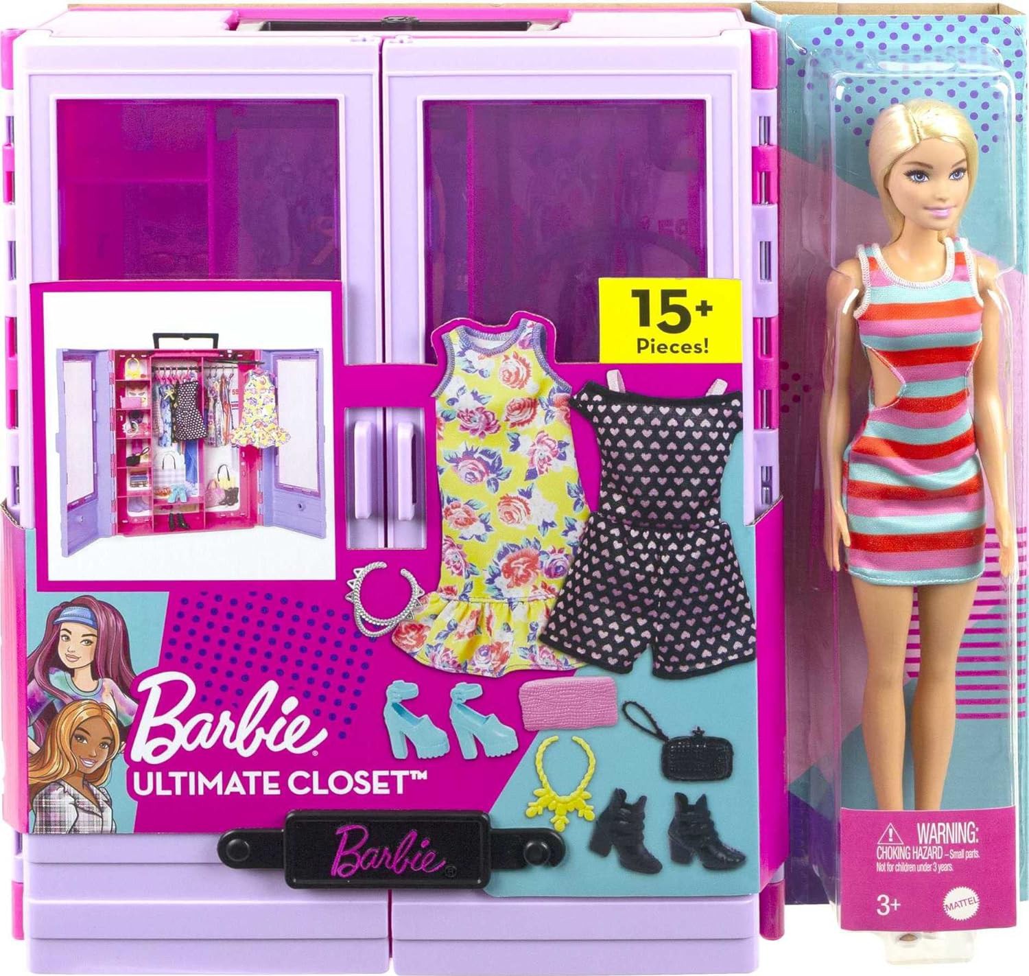 ARMADIO Barbie Armadio Sogno CON BAMBOLA e VESTITI Ultimate Closet