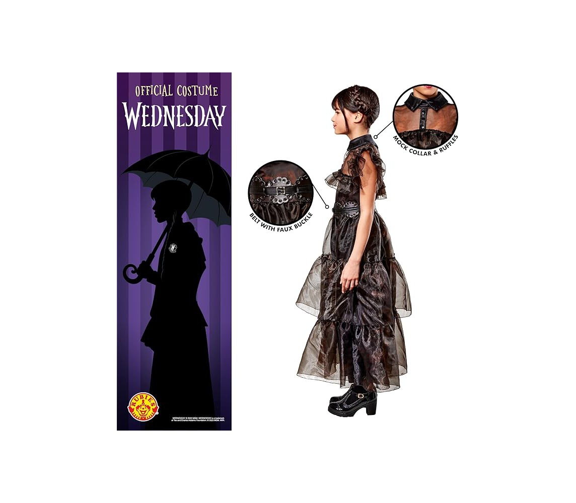 COSTUME BAMBINA Wednesday Mercoledi Addams Raven Dance Halloween Carnevale COSTUME BAMBINA Wednesday Mercoledi Addams Raven Dance Halloween Carnevale