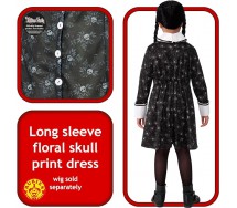 COSTUME BAMBINA Abito Classico Wednesday Mercoledi Addams Halloween Carnevale