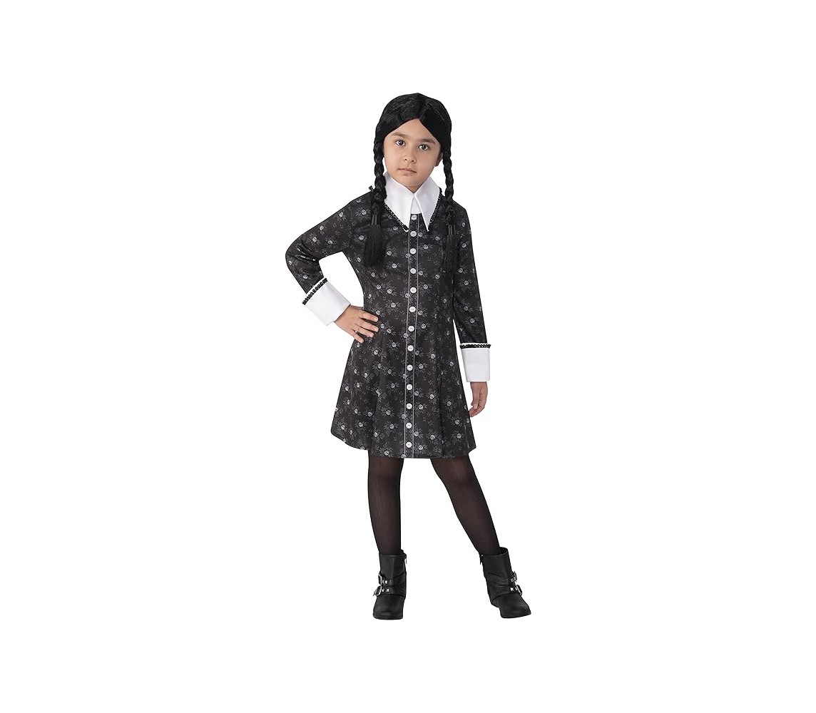 COSTUME BAMBINA Abito Classico Wednesday Mercoledi Addams Halloween  Carnevale