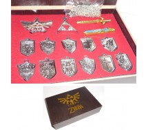 ZELDA Boxed SET 14 Metal mini replica pendants SWORDS and SHIELDS