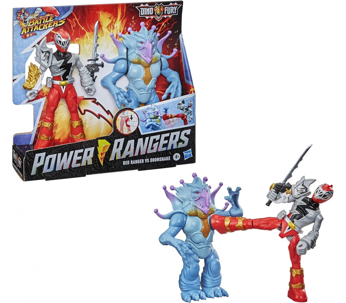 RED RANGER Vs DOOMSNAKE Box 2 Figure Action 18cm Power Rangers DINO FURY Hasbro