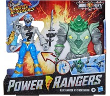 BLUE RANGER Vs SHOCKHORN Box 2 Figure Action 18cm Power Rangers DINO FURY Hasbro
