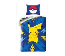 POKEMON Set Letto PIKACHU ELETTRICO Originale COPRIPIUMINO 140x200 Cotone