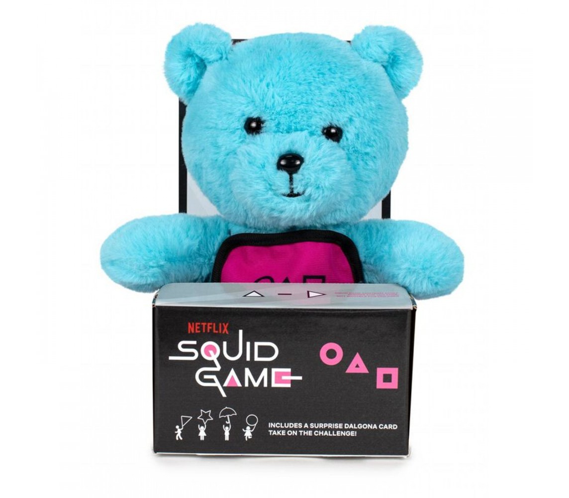 SQUID GAME Blue TEDDY BEAR Plush 25cm with Dalgona Card Soft Toy Official Display