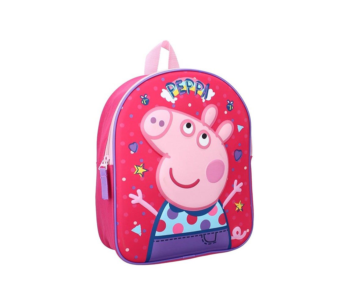 copy of Zaino PEPPA PIG rosa con righe orizzontali 3D 31x25cm Scuola Asilo Sport