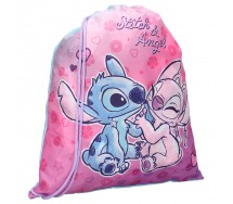 STITCH e ANGEL SACCA Borsa Gym Bag 44x36cm Ufficiale DISNEY Lilo e Stitch