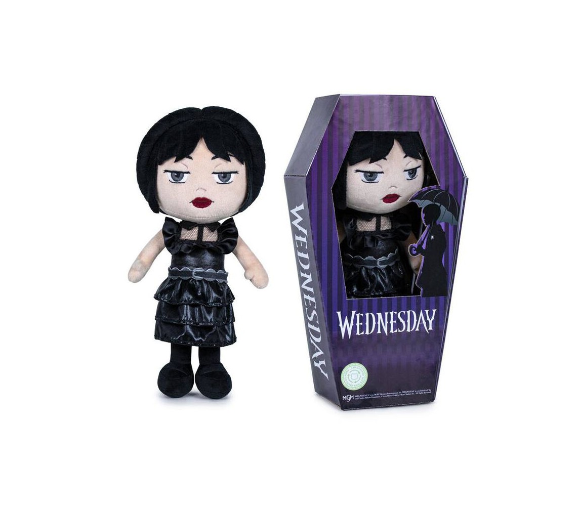 WEDNESDAY Addams With DANCE DRESS with Coffin Plush 32cm Soft Toy ORIGINAL Official