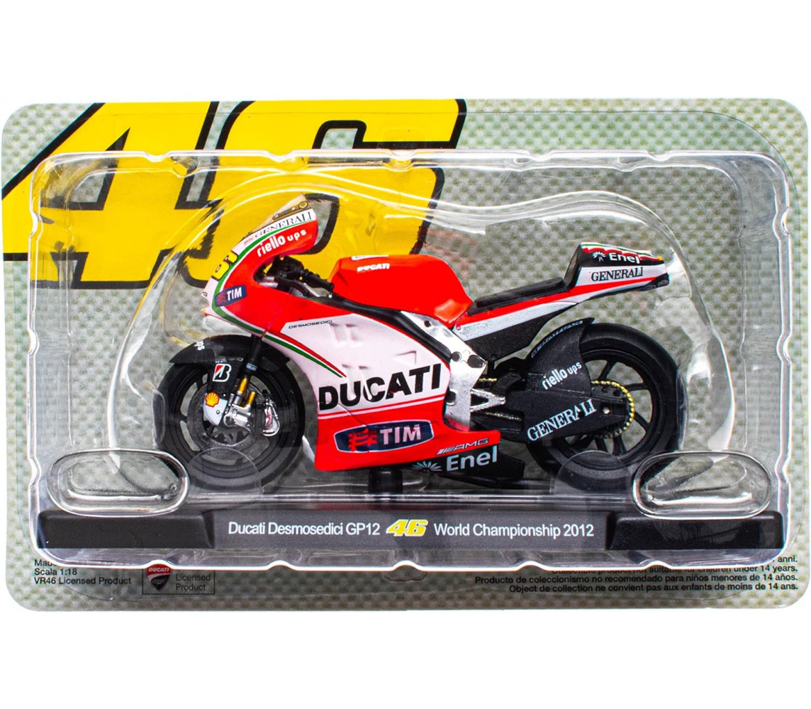 VALENTINO ROSSI 46 DUCATI GP12 Desmosedici Moto GP Championship 2015 1/18 Scale