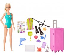 BARBIE Carrier Marine Biologist Doll (Blonde) and Mobile Lab Mattel HMH26