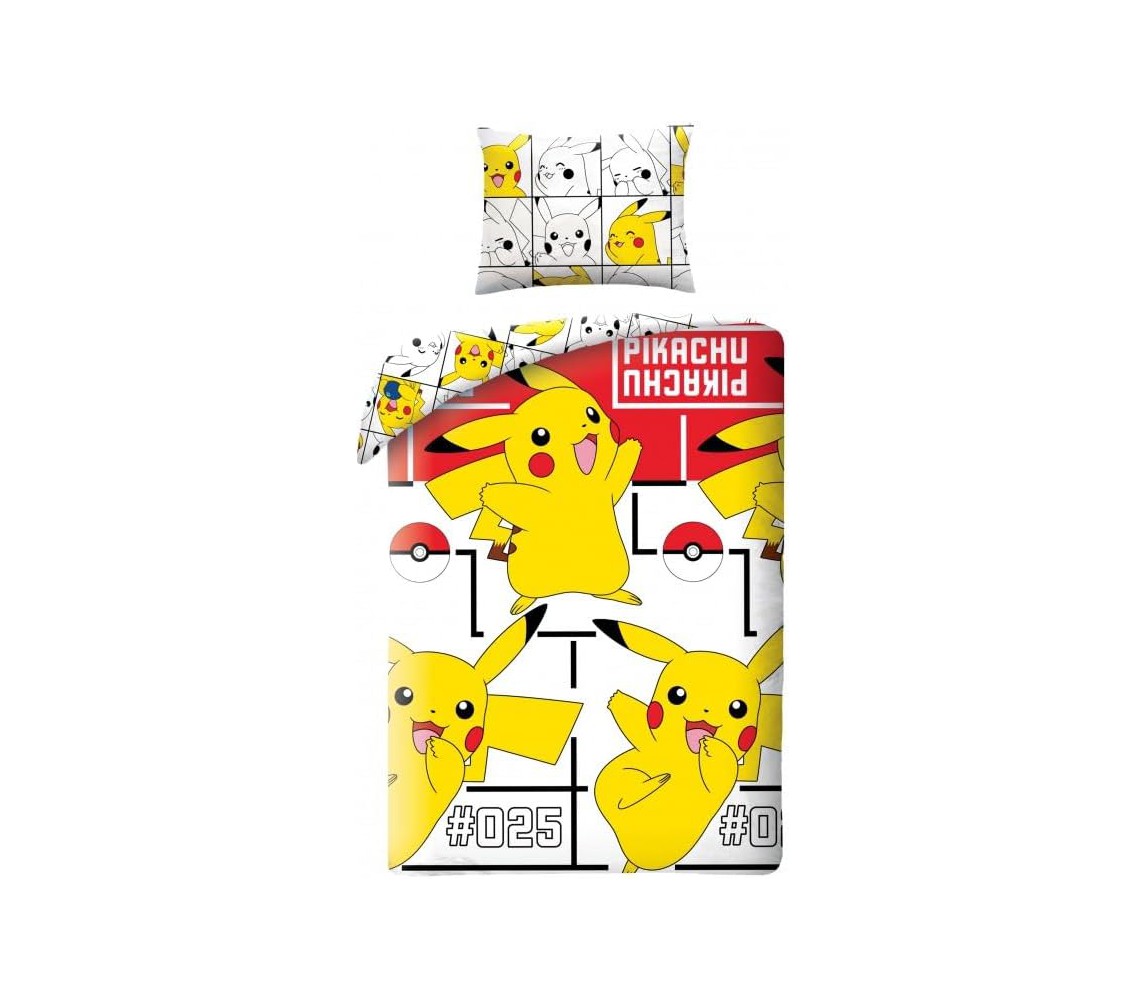 Set Letto POKEMON PIKACHU In Spiaggia Con Gli Amici COPRIPIUMINO Reversibile 140x200 Federa 70x90 Originale COTONE Bulbasaur