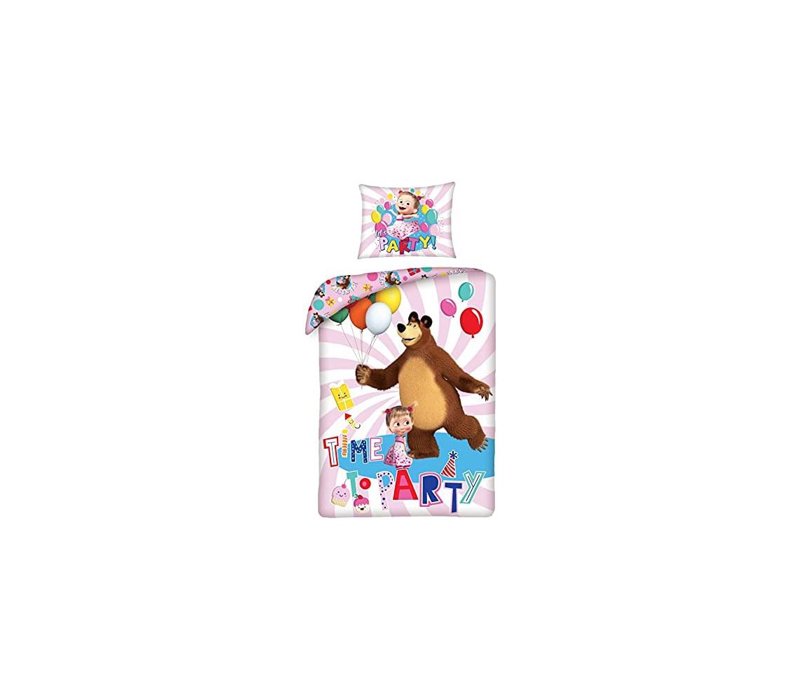 Bed Set MASHA AND THE BEAR Time To Party DUVET COVER 140x200 Cotton ORIGINAL