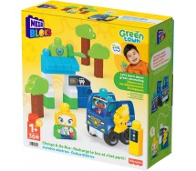 GREEN TOWN Playset Charge & Go Bus with 34 Pieces 2 Figures Building Set ORIGINAL MEGA BLOKS HDX90