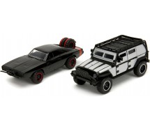 FAST FURIOUS 2 Models TEJ'S JEEP WRANGLER Grey DOM'S DODGE CHARGER R/T black 1/32 13cm Original JADA Toys