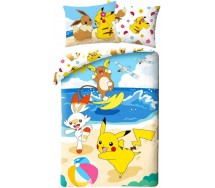Bed Set POKEMON AT BEACH SEA Pikachu EEVEE Cotton DUVET COVER 140x200