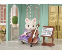 Figure CAT GIRL with VIOLONCELLO Cello Concert SYLVANIAN FAMILIES Epoch 6010