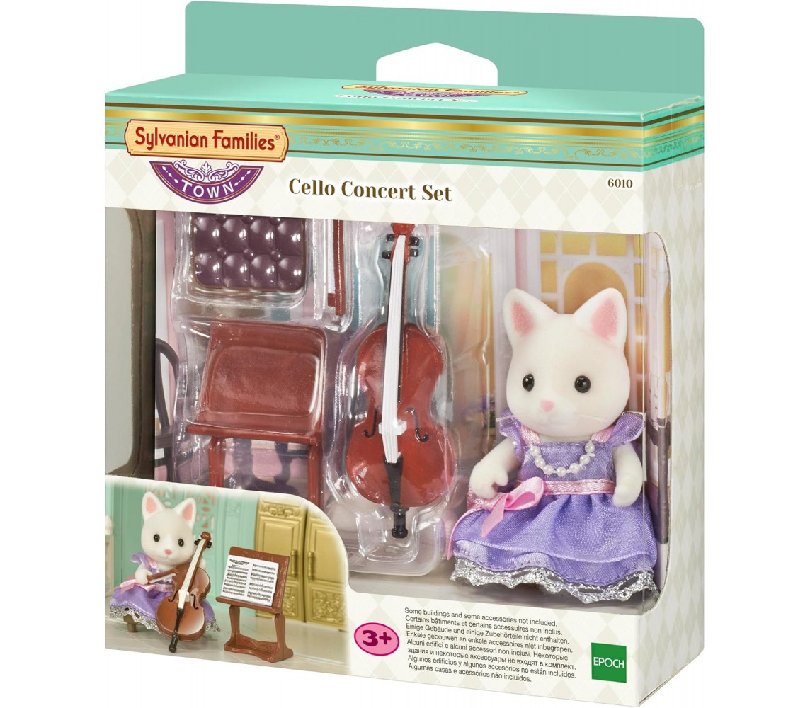 Set RAGAZZA GATTO con VIOLONCELLO Serie Concerto SYLVANIAN FAMILIES Epoch 6010