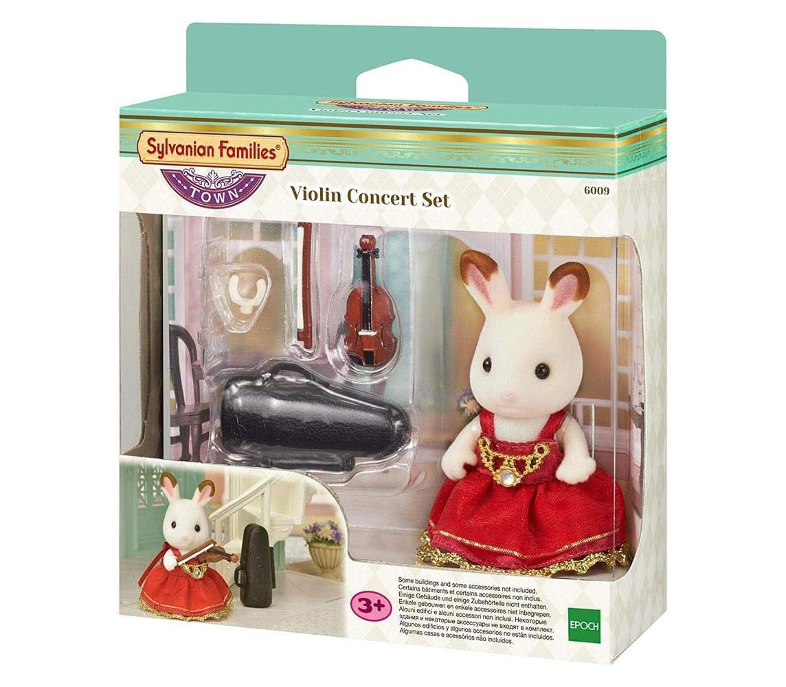 Figure CHOCOLATE RABBIT GIRL with VIOLIN Concert SYLVANIAN FAMILIES Epoch 6009