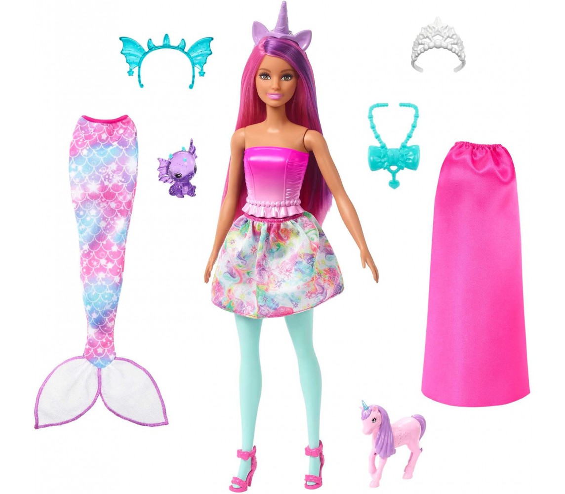 copy of BARBIE DREAMTOPIA Bambola 30cm Vestito Che Si Illumina e Spazzola Originale Mattel FRB12