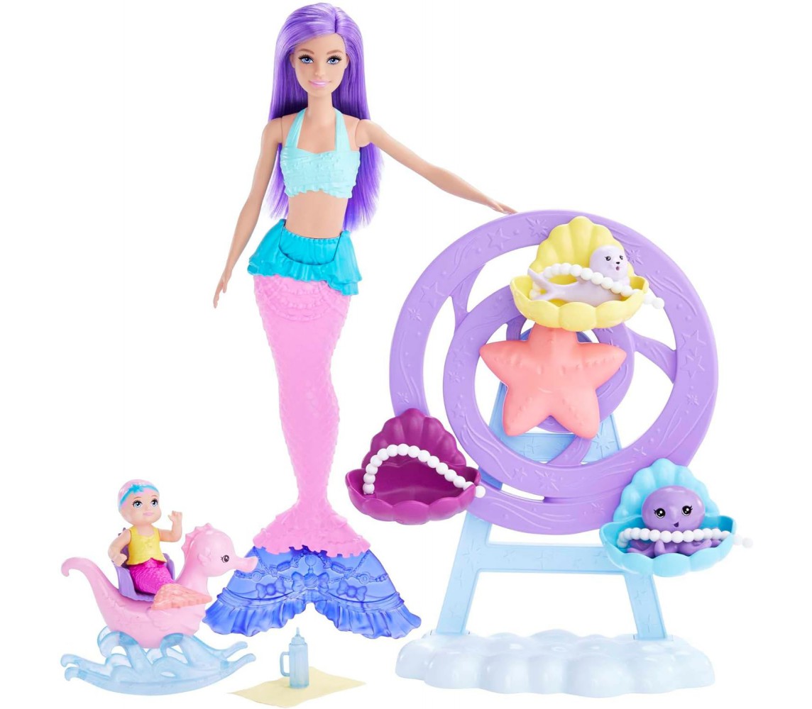 BARBIE Doll DREAMTOPIA Sea WHEEL Playset with Barbie Doll MERMAID 30cm Original Mattel HLC30