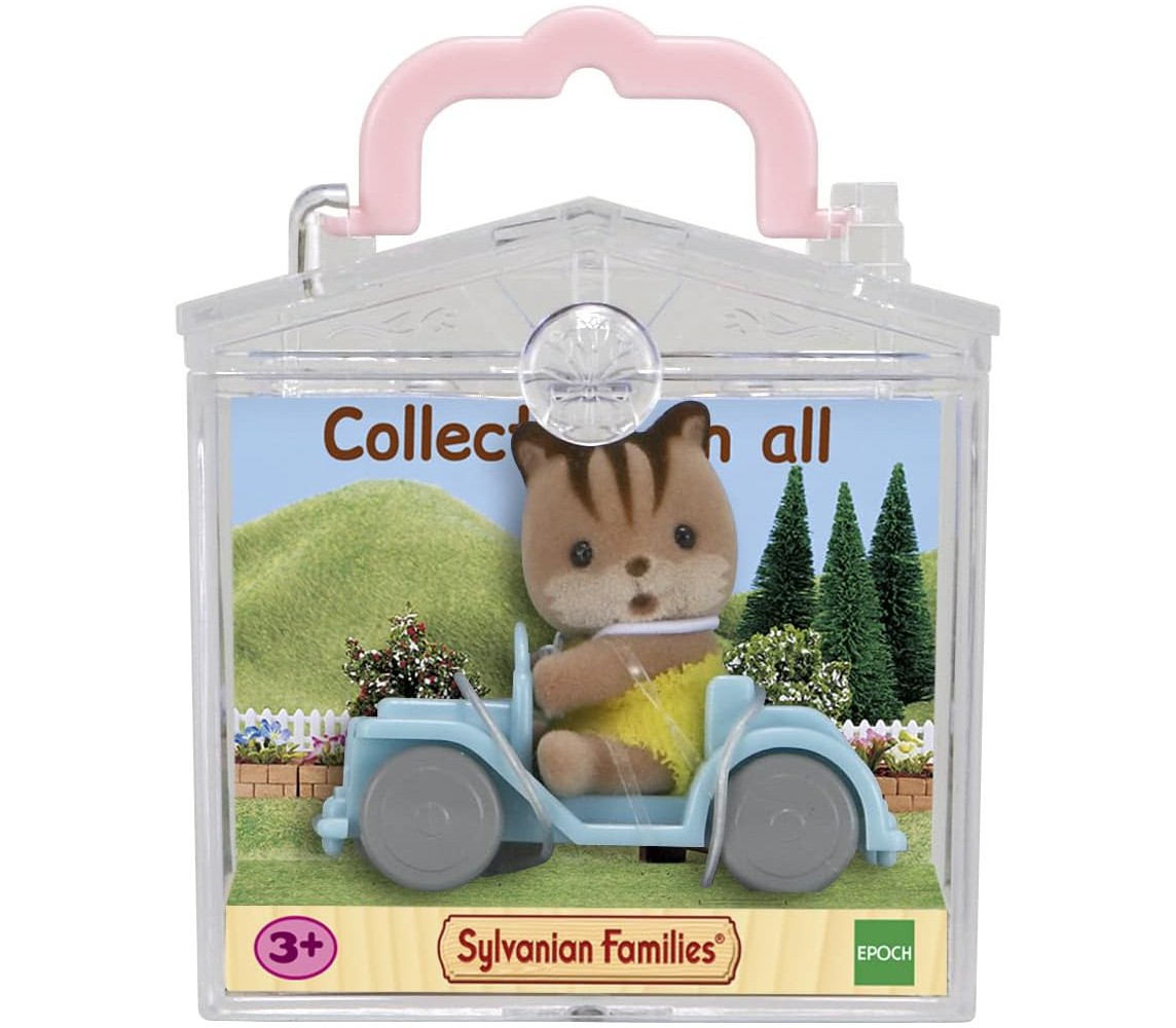 Doll Figure BABY SQUIRREL with CAR Original SYLVANIAN