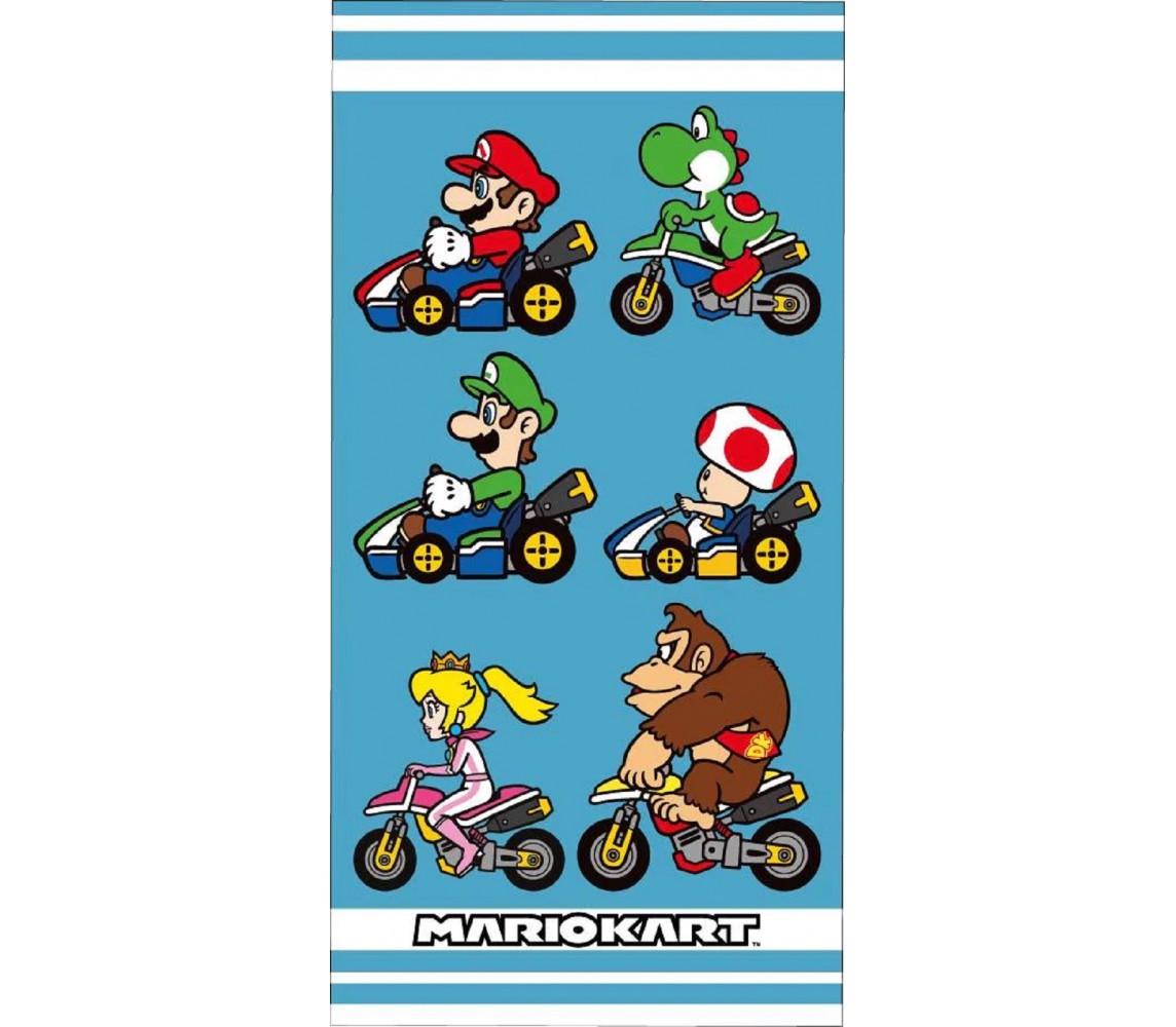 SUPER MARIO 6 Characters Beach Big Towel 70x140cm Cotton Official Kart Bros