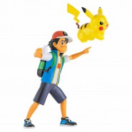 POKEMON Action Figure ASH SACHA and PIKACHU 10cm Battle Figure - Original JAZWARES