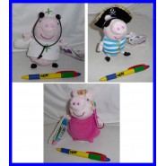 SET 3 Peluche CON SONORO 15cm PEPPA PIG PRINCIPESSA INFERMIERA e GEORGE PIRATA